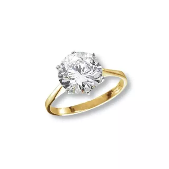9ct Yellow Gold Ladies Solitaire Zirconia Ring RN403