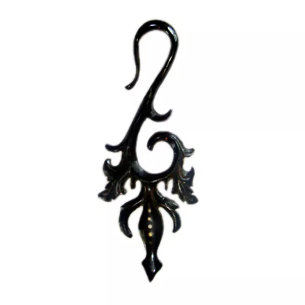 Tribal Ear Gauge Hook Horn Tunnel Stretcher Wood Piercing Bone Black White Plug