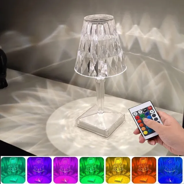 Lampada da Tavolo Touch Trasparente Tipo Poldina RGB Led Telecomando Ristoranti