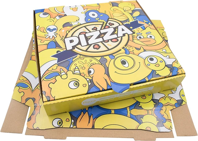 10 x 10 Pizza Boxes Takeout Protective Delivery Containers Collapsible Paper Yel