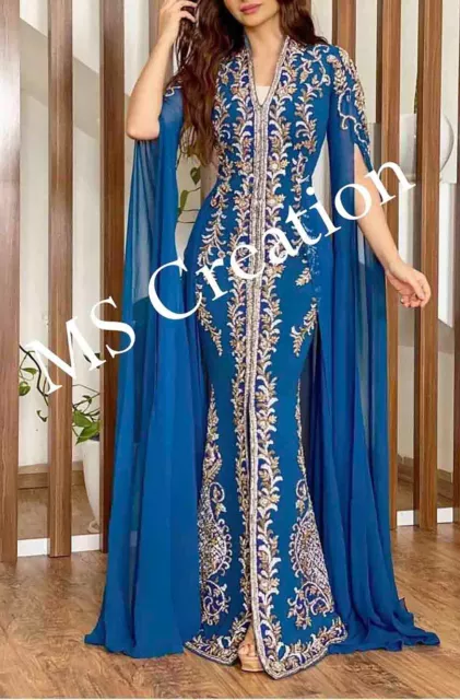 Sale!! Unique Royal African Crystal Work Moroccan Dubai Kaftan Wedding Dresses 3