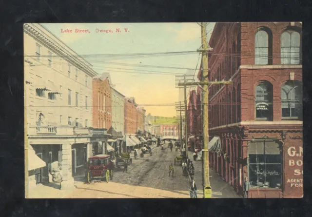 Owego New York Downtown Street Scene Vintage Postcard Ny