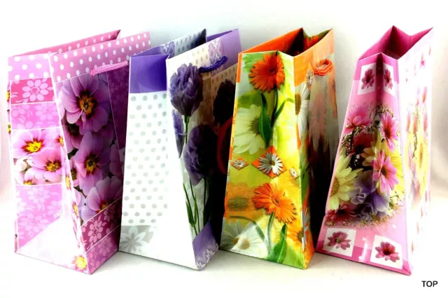 Geschenktüte 51627 Blumen Papiertüte Geschenktasche Geburtstag 11 x 13,5 x 6 cm