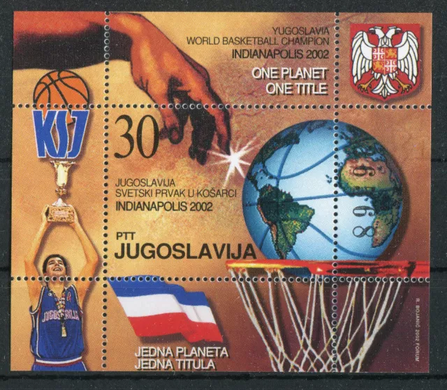 Jugoslawien Block Nr. 54 postfrisch 3086 Basketball Weltmeisterschaft 2002 MNH