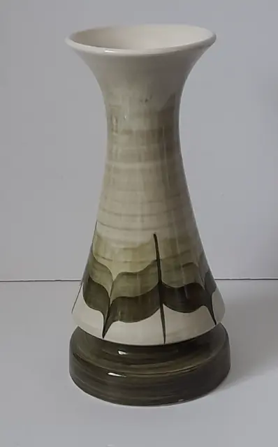 Vintage Jersey Pottery Green Hand Painted Vase Circa 1970s