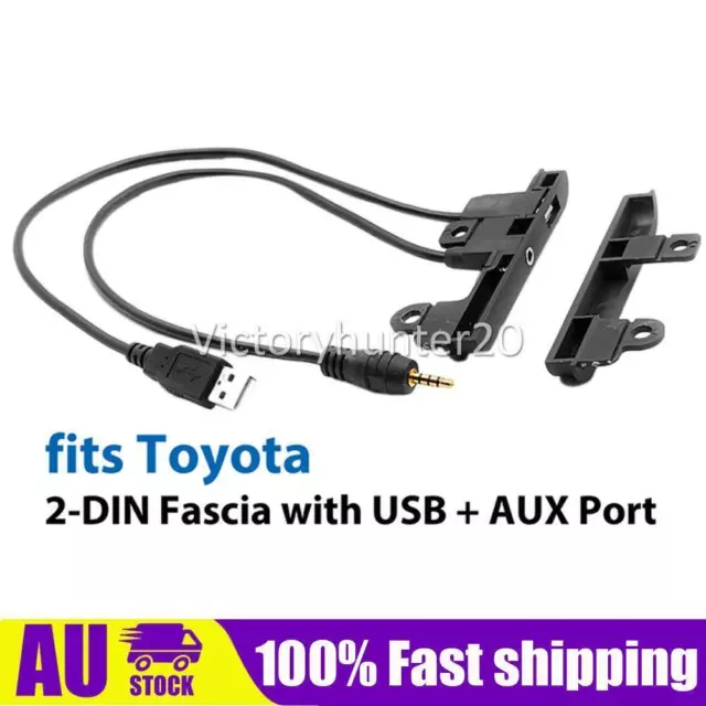 Car 2 DIN Fascia Facia Dash Kit Side Trims Usb &3.5mm Aux Auxiliary For Toyota