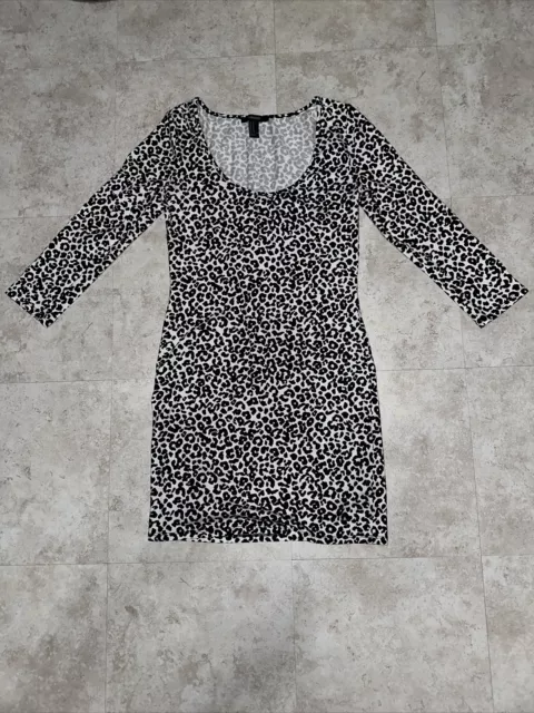 FOREVER 21 Women's Size M Casual Fitted Cheetah Print Black white Dress