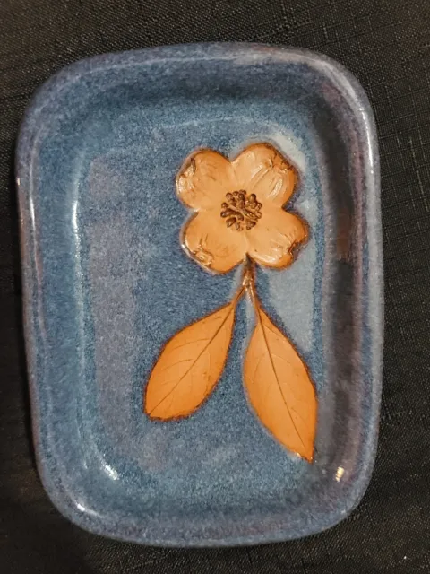 Vintage Handmade Art Pottery Trinket Dish Flower Signed