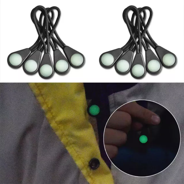 5/10pcs Luminous Zipper Pull Glow in The Dark Tent Zippers for Coats Jackets DIY