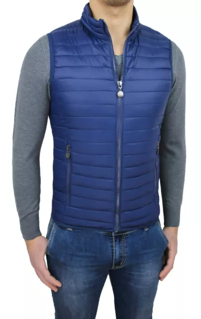 Giubbotto piumino uomo smanicato blu slim fit gilet casual taglia da S a 5XL