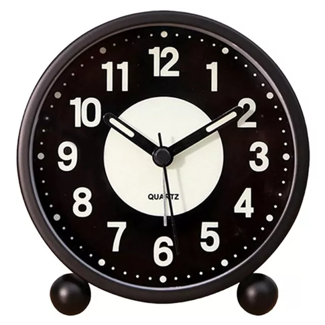 Alarm Clock Luminous 4 inchRound Silent Analog Table Clock Non-Ticking,Batteryh