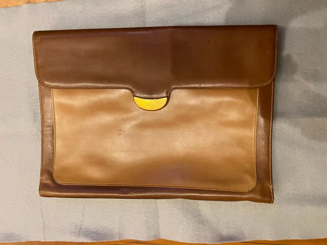 Vintage ""GUCCI"" Two Tone Brown Leather Attache" Case