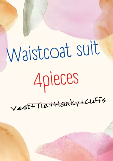 UK Mens Vest Suit Paisley Floral Waistcoat Blue Black Gold Silk Tie Set Jacket 3