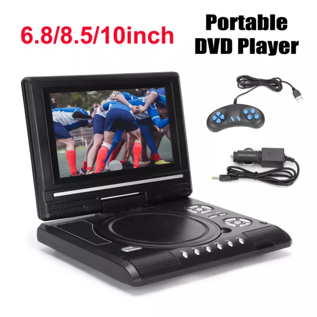6.8/8.5/10 Inch HD LCD Car Portable DVD Player 270° Swivel Screen TV FM Radio
