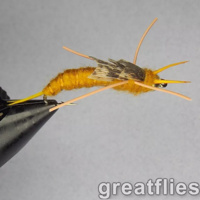 1 dozen (12) - Kaufmann's Stonefly Nymph - GOLDEN - Rubber Legs - Bead Head