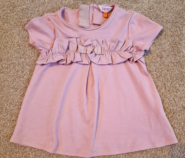 Ted Baker Girls Age 2-3 Years Top Tunic Bow Ruffle Short Sleeve Summer