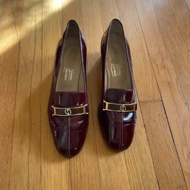 60s Vintage Gucci Oxblood Heeled Loafers