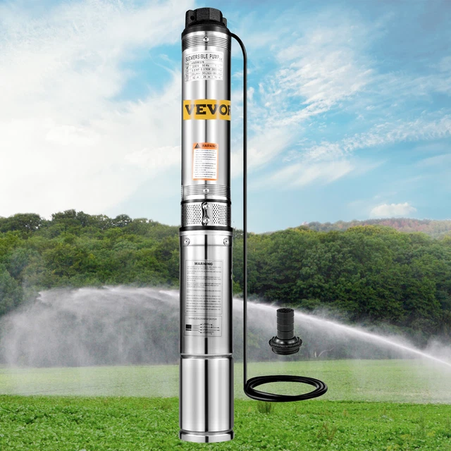 VEVOR Tiefbrunnenpumpe 370W – 110 L/min, 44 M Förderhöhe, Edelstahl, 230V, Inkl. Steuerbox & 20 M Kabel