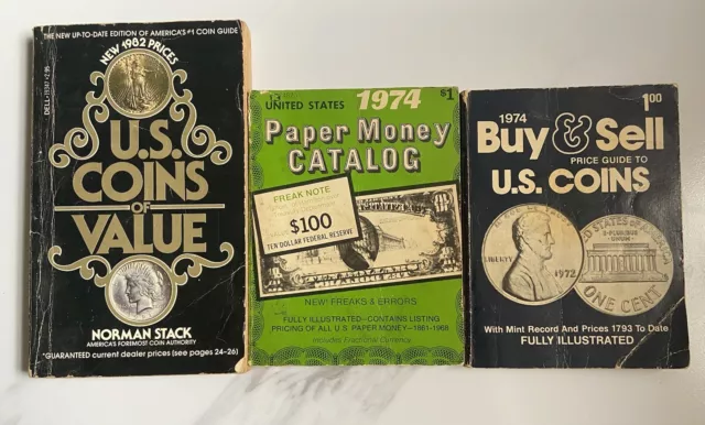 VTG US 1974 Coin & Paper Money Catalog Buy & Sell Price guide Paperback book lot