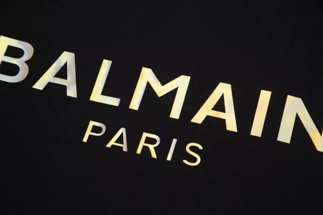 Balmain gold letterpress print T-shirt 3
