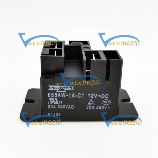 2-Pack 855AW-1A-C1 Relay – 12V Or 24V, 4-Pin, 30A – Current Monitoring Electrical Control Relay