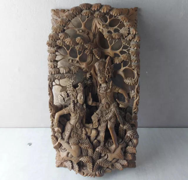 Ancien panneau en bois, Bali / Indonésie / balinais, sculpté main