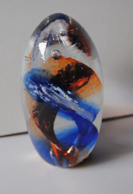 Beau Presse Paper Sulfure Verre Ovoide Musee Verrerie Fait Mains / 11 Cm Tbe