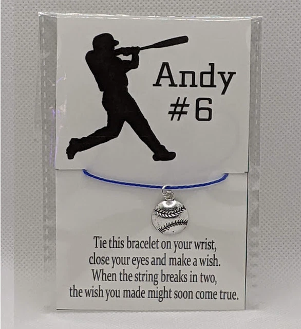 Personalized Baseball Softball Team Make A Wish Bracelet Tie On Dangle Charm