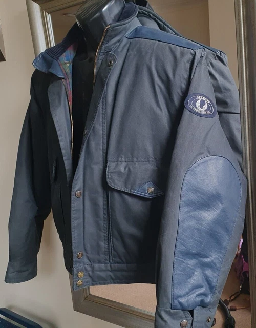 VINTAGE BLUE/NAVY BELSTAFF Waxed Jacket Small Leather Trim Wind/pf