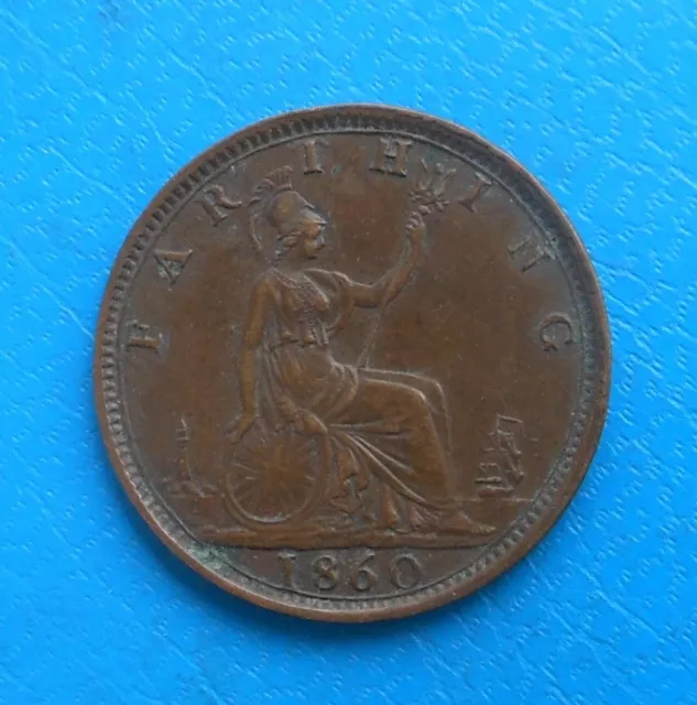Grande Bretagne Great Britain 1 farthing 1860 toothed border km 747.2