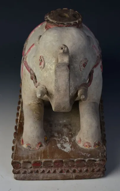19th Century, Mandalay, Antique Burmese Wooden Lying Elephant 11