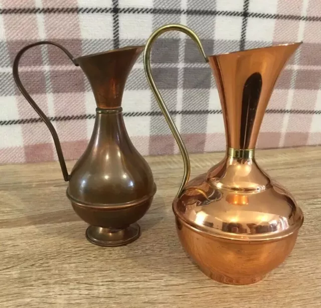 Vintage brass and copper Jugs- Set of 2