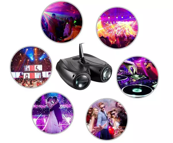 128 LEDs Double Head Airship RGBW Pattern Stage Effect Lighting Projector DJ