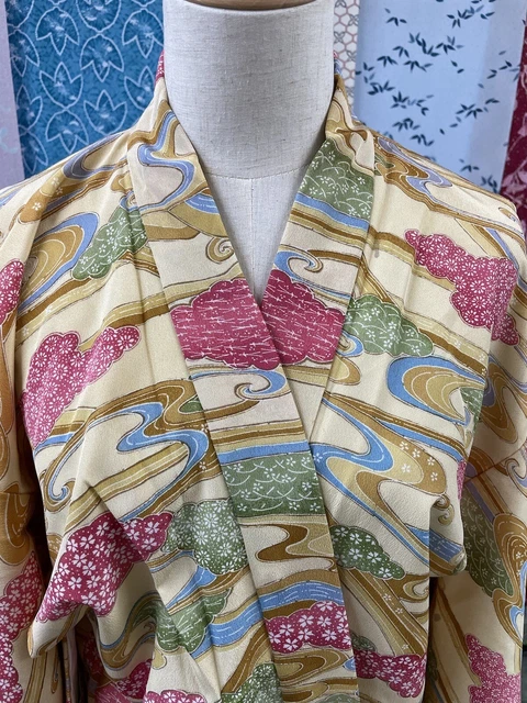 H&A SILK Colorful HAORI Vintage Japanese KIMONO Dress cardigan Yukata women