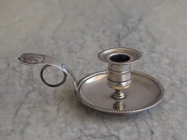 Bougeoir / Soliflore En Argent Avec Poinçon B W - Gravure Main - Occasion
