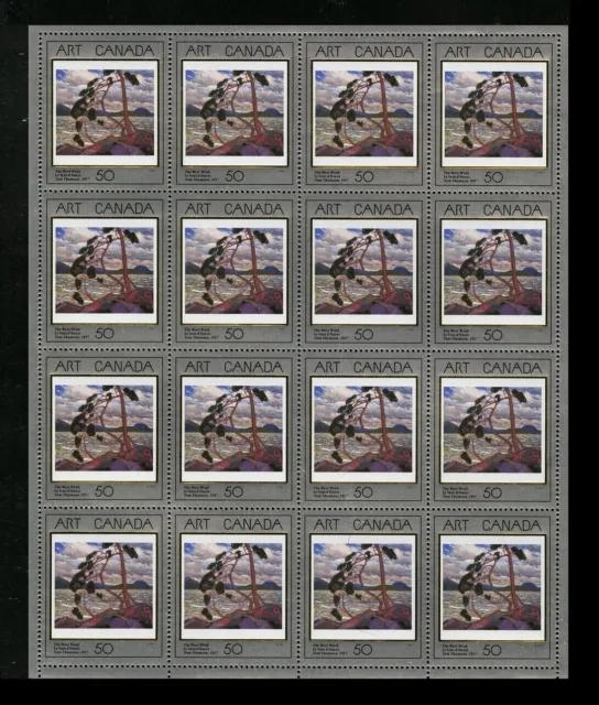 Canada Stamps — Full Pane of 16 — 1990, Masterpieces Art The West Wind #1271 MNH
