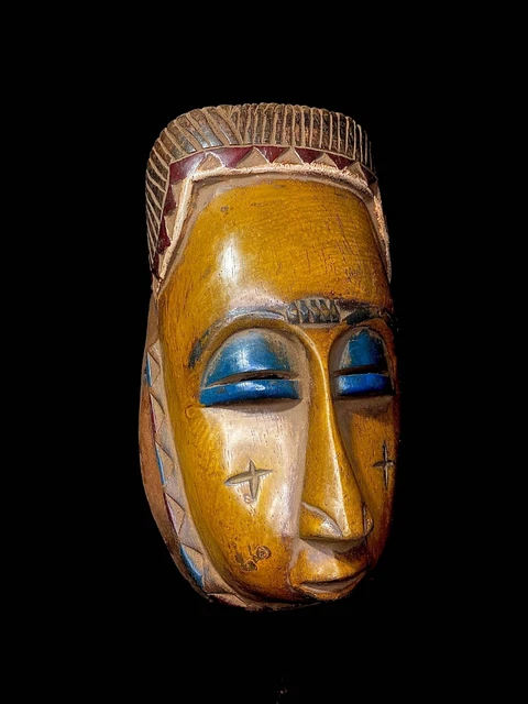 Authentic Antique African Tribal Art Mask Hand Carved Tribal Mask Yohoure -4044