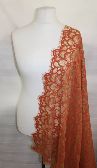 Rem 2 x 1.5 Metre Panel Of Double Edged Eyelash Floral Lace Dress Fabric