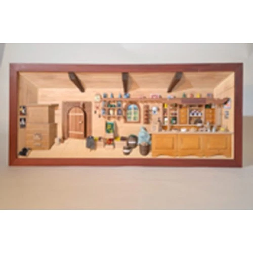 GERMAN 3D WOODEN Shadow Box Picture Diorama Old Fashioned Grocery Store