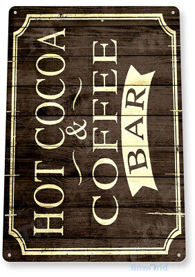 TIN SIGN Hot Cocoa Coffee Rustic Coffee Shop Metal Sign Décor Kitchen Café C006