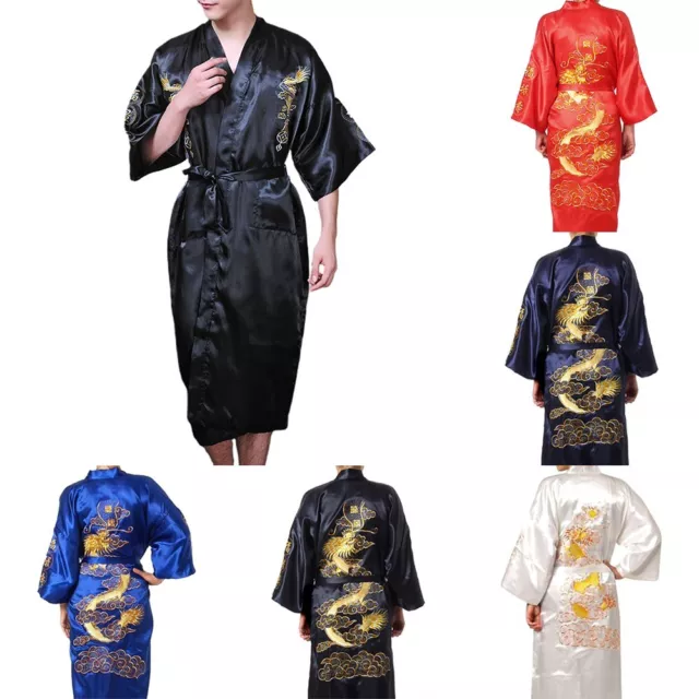 Robe kimono en satin brodé dragon à la mode vêtements de nuit confortables
