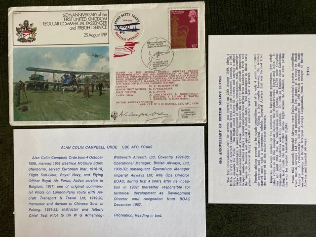 RAF Cover - Signed A Campbell Orde - WW1 Pilot & Test Pilot Armstrong-Whitworth