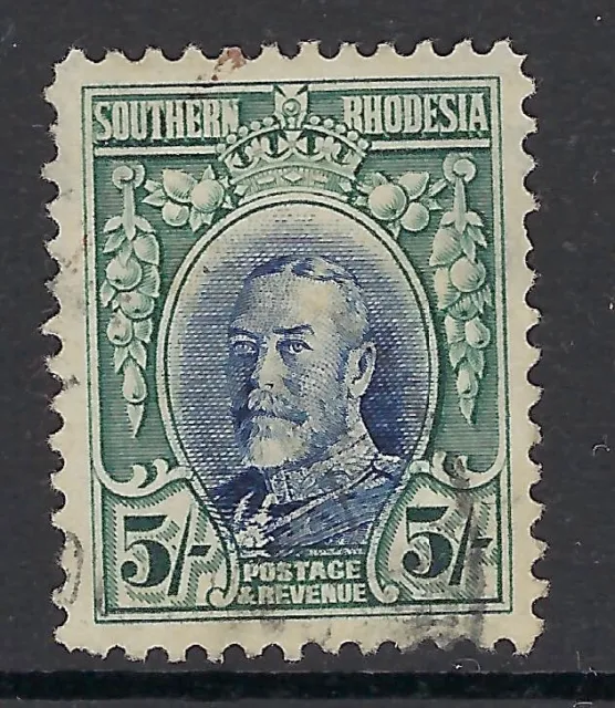 SOUTHERN RHODESIA:1931 GV 5/- blue and blue-green SG27 used