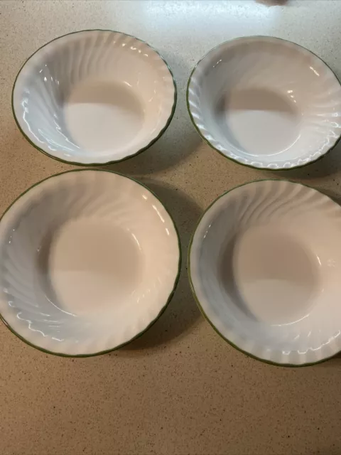 Corelle Callaway Ivy 7.25” Soup Cereal Bowls Set Of 4 Swirl Green Band