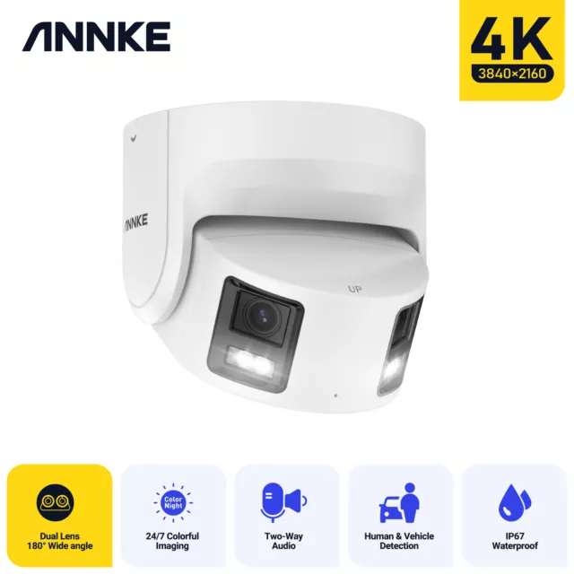 ANNKE 8MP 4K POE AI Überwachungskamera Zwei-Wege-Audio 180° Lens Ton Licht Alarm 2