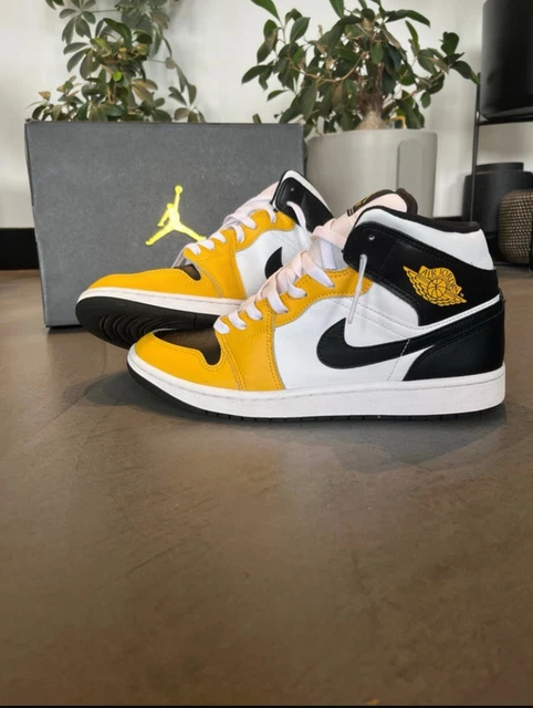 Baskets Montantes En Cuir Grainé Italie - Taille 44 (EU) / 10 (US) - Couleur Jaune Paille Patiné - Occasion