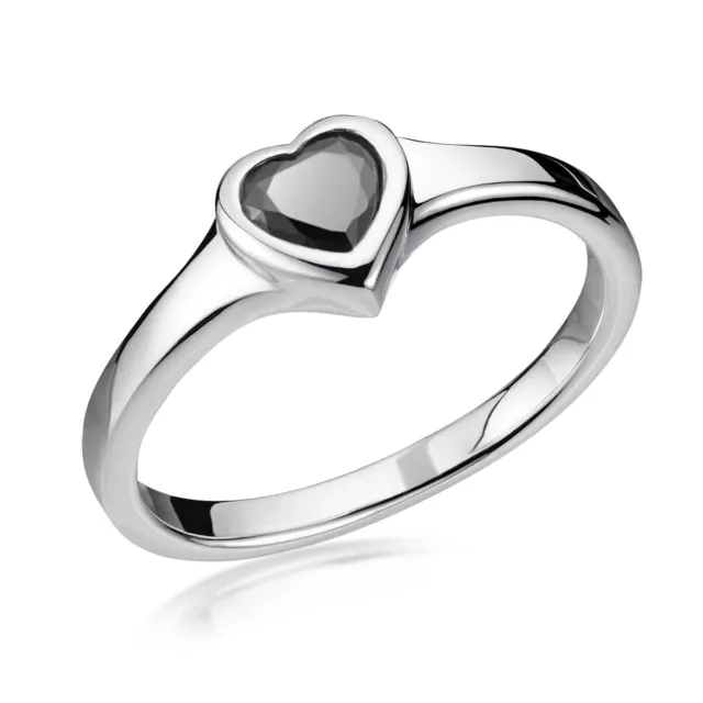 MATERIA Damen Ring Herz 925 Sterling Silber Zirkonia Ring schwarz versch. Größen