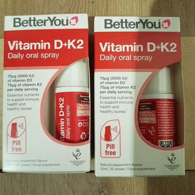 BETTER YOU VITAMIN D3000+K2 Daily Oral Spray 12ml x 2 £14.99 - PicClick UK