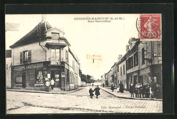 CPA Guignes-Rabutin, Rue Servolles 1918