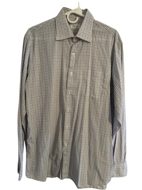 BARNEYS NEW YORK Men's Button Up Dress Shirt size 16 or Medium Plaid Check